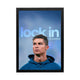Cristiano Ronaldo motivational wall art with blue backlighting ideal for a focus-driven home office or gym.