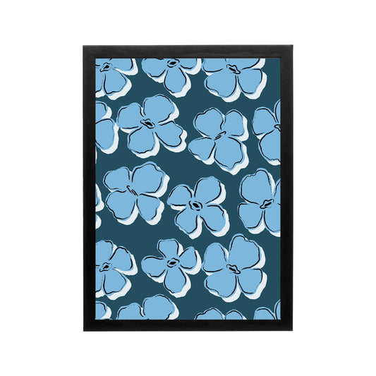Blue floral pattern wall art in preppy Y2K style for bedroom, dorm, vanity, or workspace