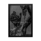 Dramatic black and white wall art depicting a powerful sculpture with the word 'Dominate,' perfect for an office or home workspace.