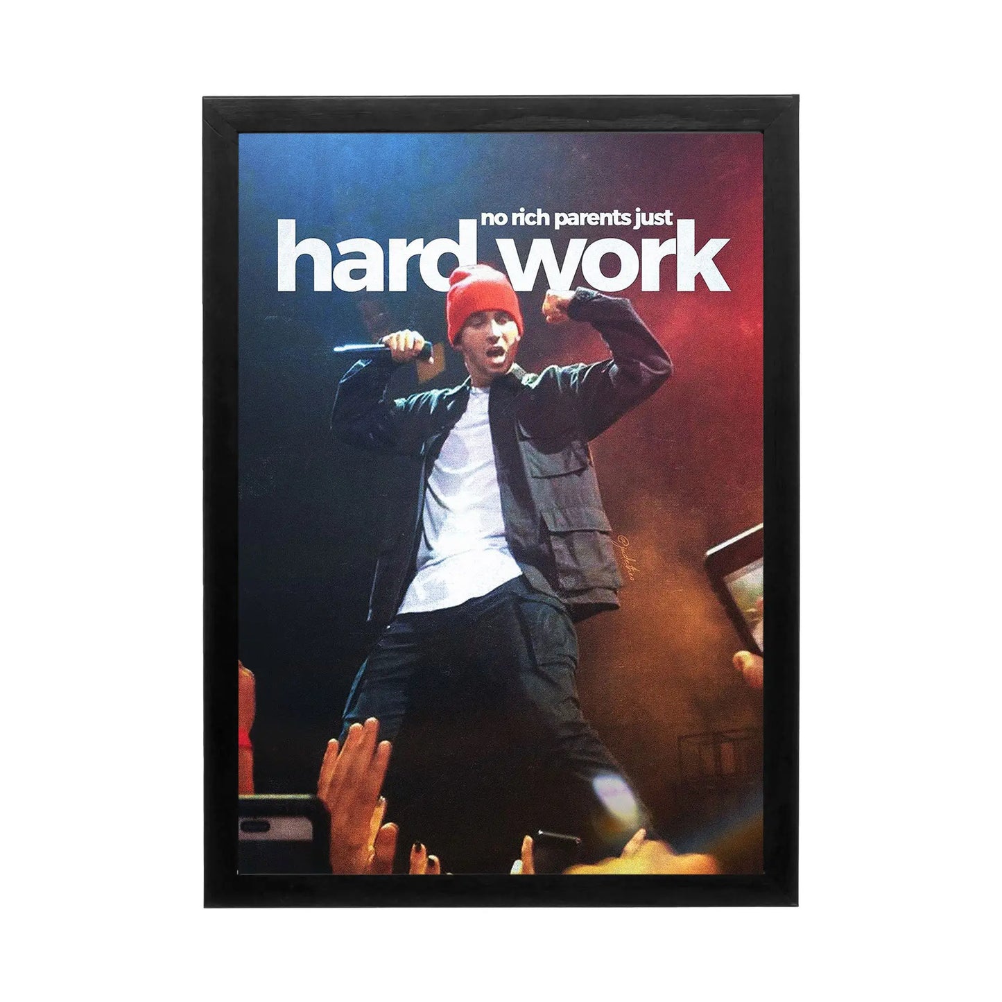 Dramatic wall art featuring vibrant concert scene, energizing atmosphere for a high-performance office or creative workspace.