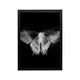 Black and white butterfly skull print with high contrast minimalism for modern living room or hallway wall art