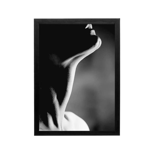 Abstract black and white figure study with high contrast tones, minimalist editorial style, ideal for modern wall art in a mo